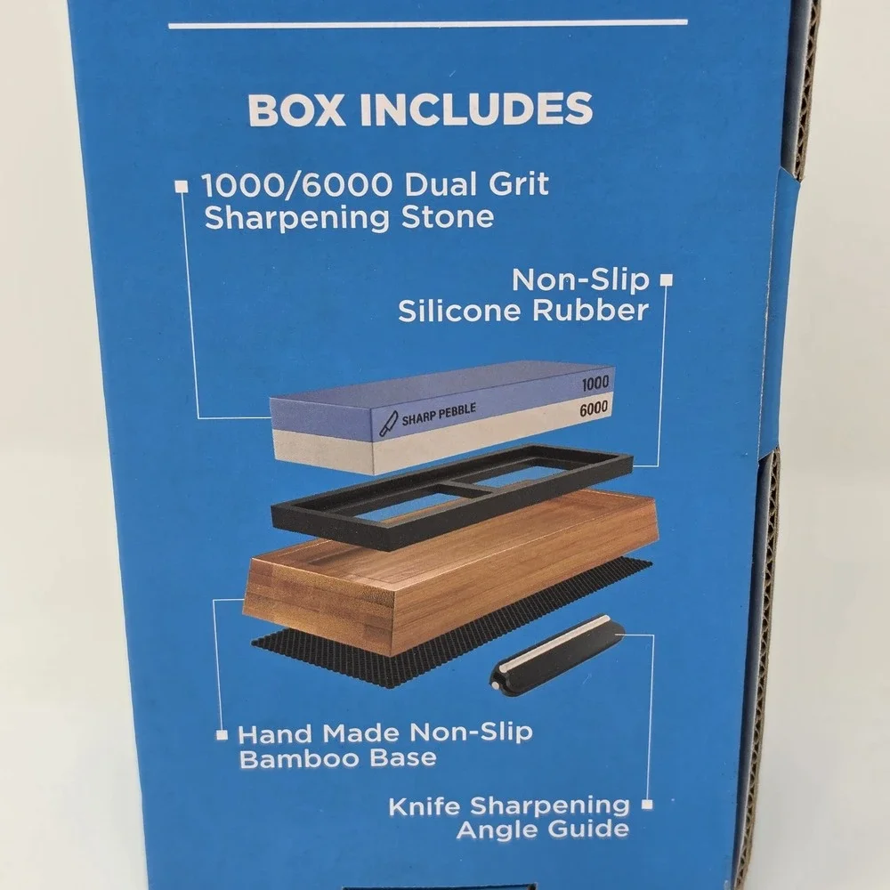 New Sharp Pebble Premium WhiteStone Sharpening Stone Bamboo Base 1000/6000 Grit